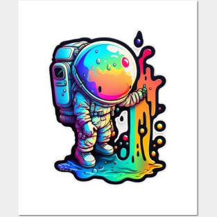 Colorful melting Astronaut Sticker #4 Posters and Art